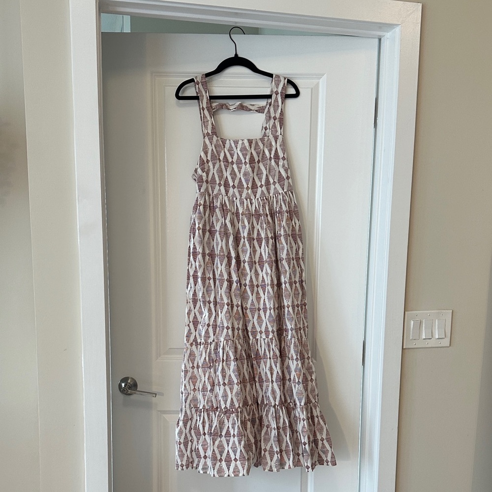 Anthropologie Brown and White Midi Dress